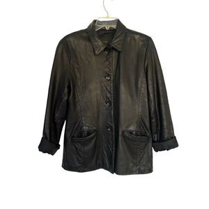 John Carlisle Essentials Black Leather Jacket Sz M/L